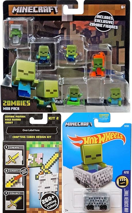 Amazon Minecraftホットwheels Minecart Exclusive Zombies Mobパック6 Mini Figures Minecraft Crafting Tableキット2キューブcraftバンドル テンプレート 通販
