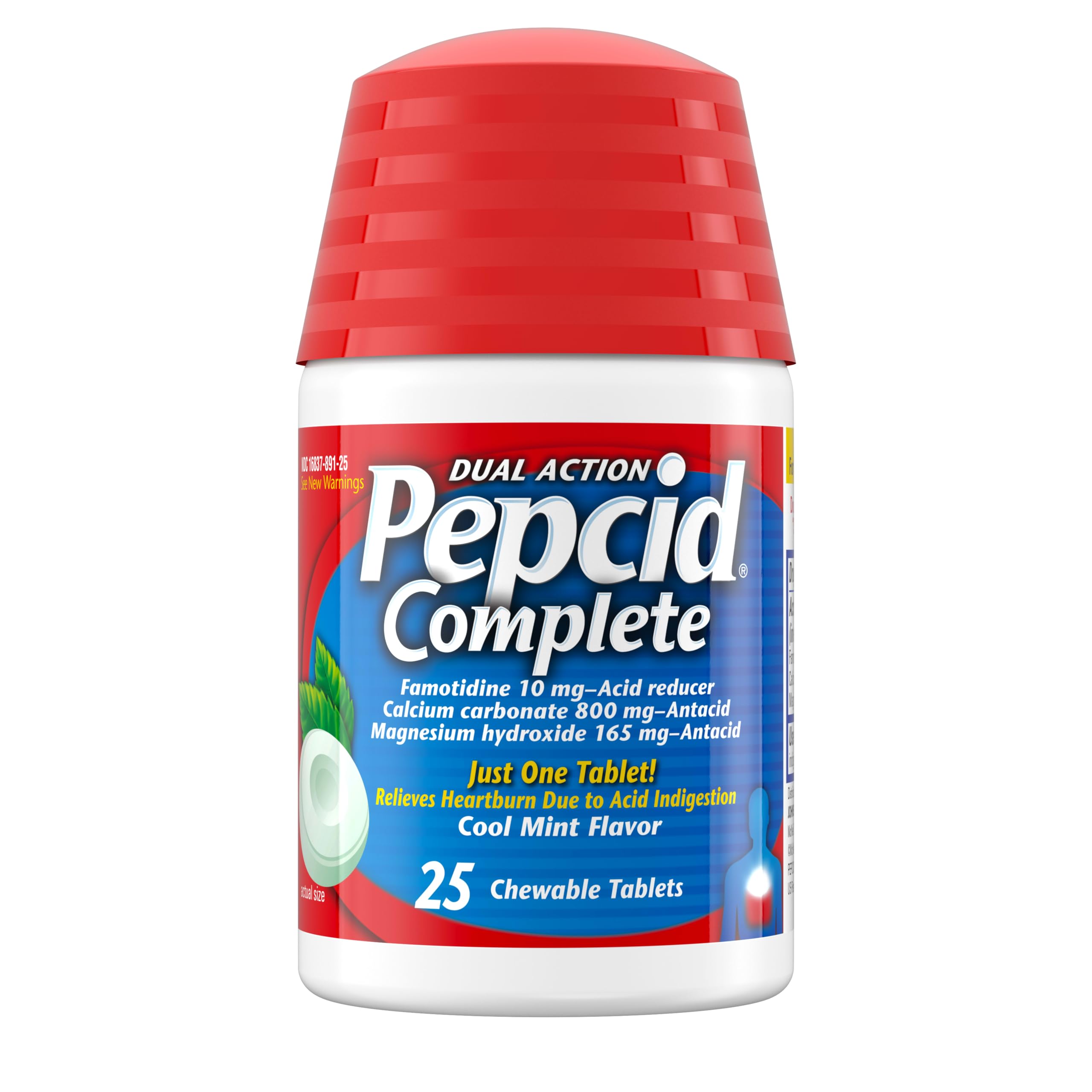 Pepcid Complete Acid Reducer + Antacid Chews, 10mg Famotidine, Mint, 25 Ct