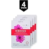 BeauKON Hibiscus Tightening Facial Sheet Mask, Korean Daily Face Mask, Tightening and Moisturizing (4 Pack)