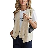 Oulivey Women's Sweater Vest Sleeveless V Neck Knit Cardigan Sweater Waistcoat Tops