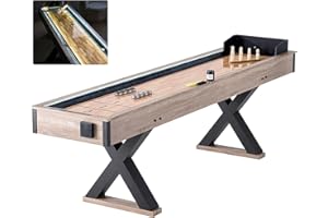 VEVOR Shuffleboard Table, 9 ft LED Light Up Shuffleboard for Family Game Room, 2 in 1 Shuffleboard and Bowling Combo Game Set