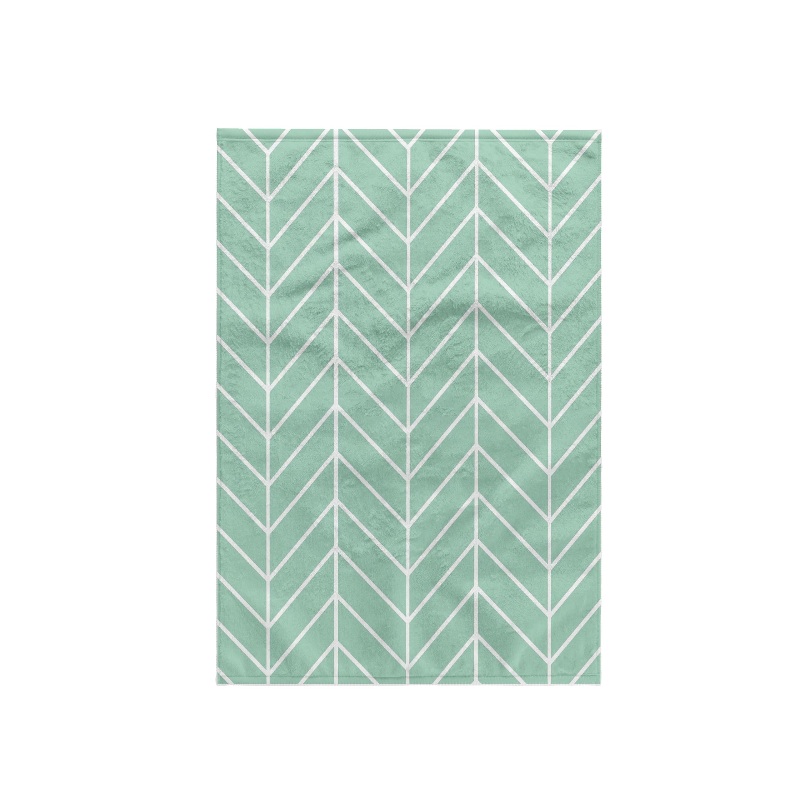 3dRose "Mint Green Herringbone Pattern, Trendy Arrow Feather Inspired Design Towel, Polyester/Cotton, Multi-Colour, 15 x 22-Inch