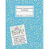 Primary Composition Notebook: Blue Marble Draw and Write Journal for Grades K-2 With Dotted Midline and Picture Space