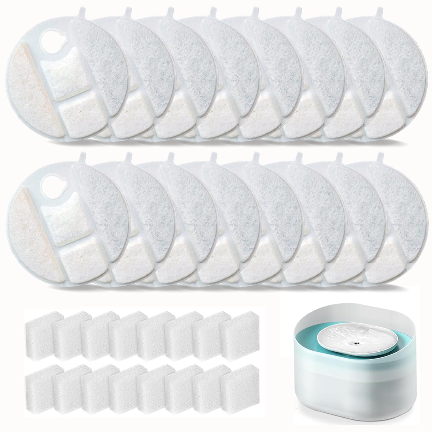 Photo 1 of 16 Pack Dog Water Fountain Replacement Filters for Petlibro Capsule Dog Fountain PLWF008,Pet libro filters with Replacement Pre-Filter Pump Sponges.