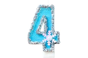 CasaPopz Frozen Birthday Number Candles for Cake, Blue Number 4 Candle, 4th Frozen Cake Topper, Fun Glitter Birthday Candles Cupcake Topper for Party Anniversary Decorations