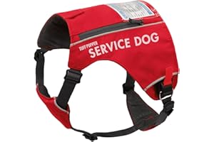 Tuff Pupper Service Dog Vest with ID Pocket | No Leash Attachment | Quick-Release Magnetic Buckles | Reflective Trim | Adjustable Fit | Comfortable & Durable | Designed for Small Dogs (Red, Small)