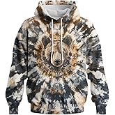 GHUALURU Tie Dye Style Hoodie for Men 3D Animal Print Sweatshirt Pullover with Hood,Unisex