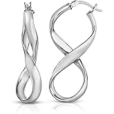 Savlano 925 Sterling Silver Infinity Figure 8 Twisted Hoop Earrings for Women Comes with Gift Box - Made in Italy