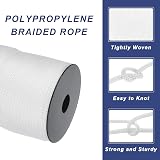 Sourcing Map 4mm Polypropylene Rope 100m Braided Utility Camping Rope White view 3