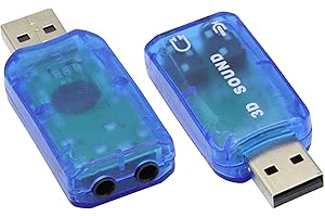 zdyCGTime External 5.1 USB Stereo Sound Card USB 2.0 to 3D Audio Sound Card Adapter Virtual 5.1 Channel for Windows and Mac, 
