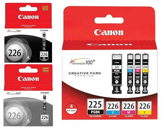 Amazon.com: Genuine Canon PGI-225/CLI-226 Ink Tank Combo Pack (4530B008) + Canon PGI-225 Black Ink Cartridge Twin Pack (4530B007): Office Products
