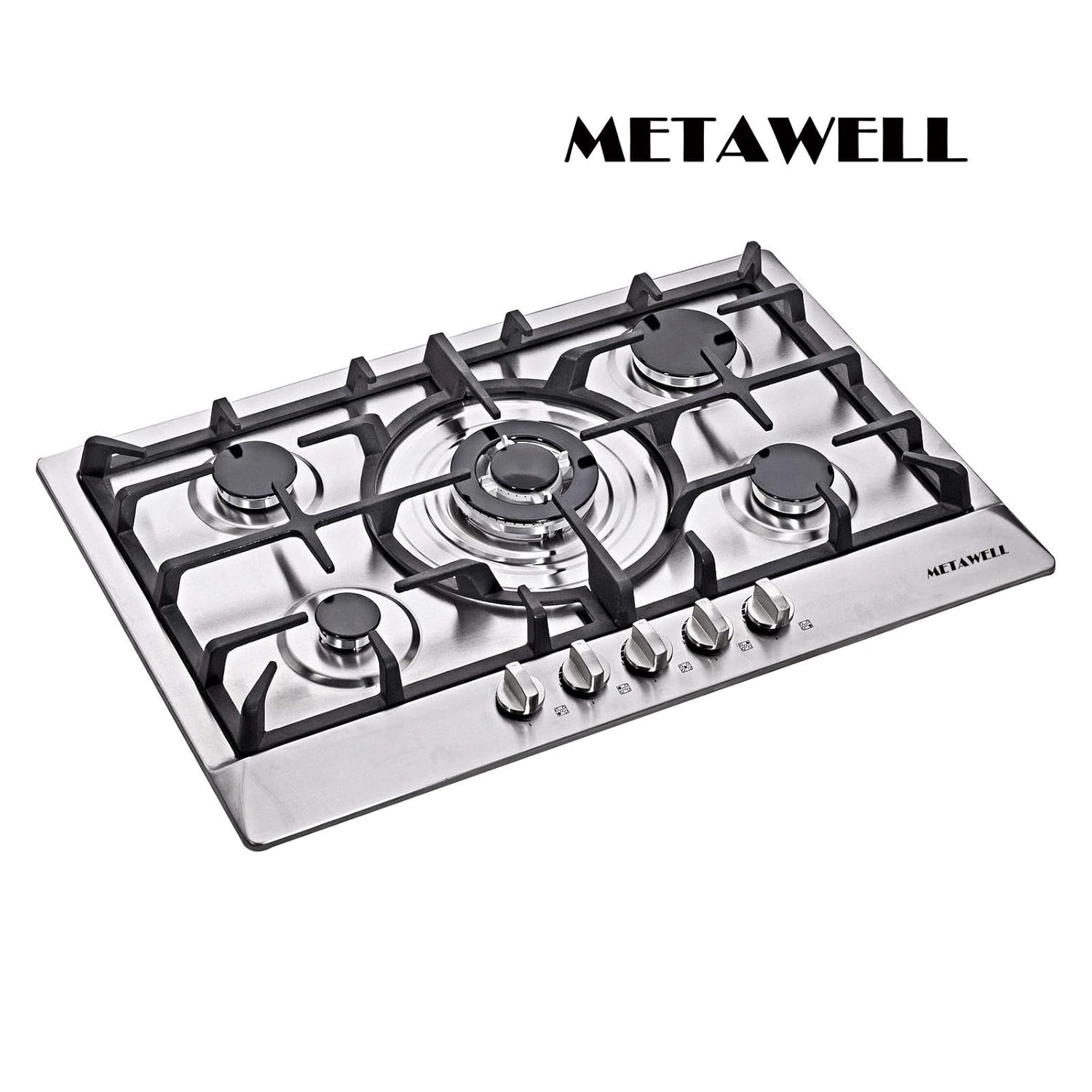 Brand METAWELL 30 Stainless Steel 5 Burners Gas Cooktops NG/LPG Built