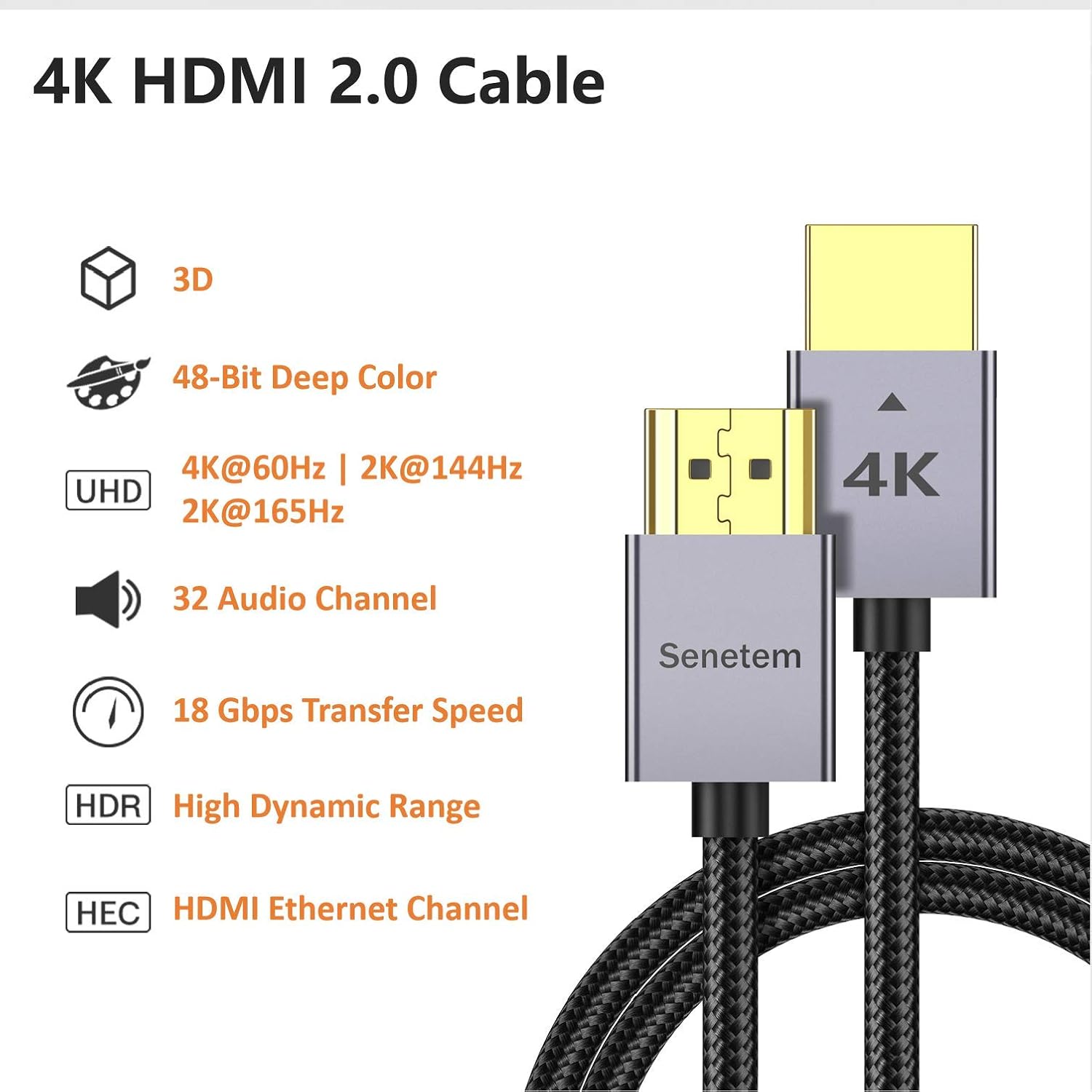 Amazon Com 4k Hdmi Cable 1 Ft High Speed 4k 60hz 18gbps Hdmi 2 0 Cord Cotton Braided Slim Aluminum Shell Gold Plated Connectors 4k Hdr Arc For Gaming Monitor Tv X Box Ps5 4 3 1 Feet Braided