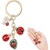 Eldraqth Ladybug Keychain, Cute Lady Bug Keychain Bag Charm with Flower | Lady Bug Accessories Ladybug Gifts for Women, Ladybug Bag Charm Pendant Insects Accessories for Women Girl Birthday Christmas