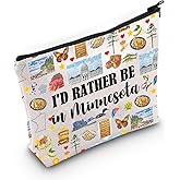 VAMSII Minnesota State Souvenirs Gift I’d Rather Be In Minnesota Makeup Bag Minnesota Home Cosmetic Bag Minnesota Tourism Gift (Rather Be In Minnesota M)