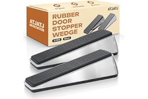 ATJATJ 2 Packs Door Stoppers for Bottom, Rubber Wedge, Heavy Duty Doorstop for Inside, Rubber, Floor, Wedge Garage Classroom Stopper for Carpet, Door Holder