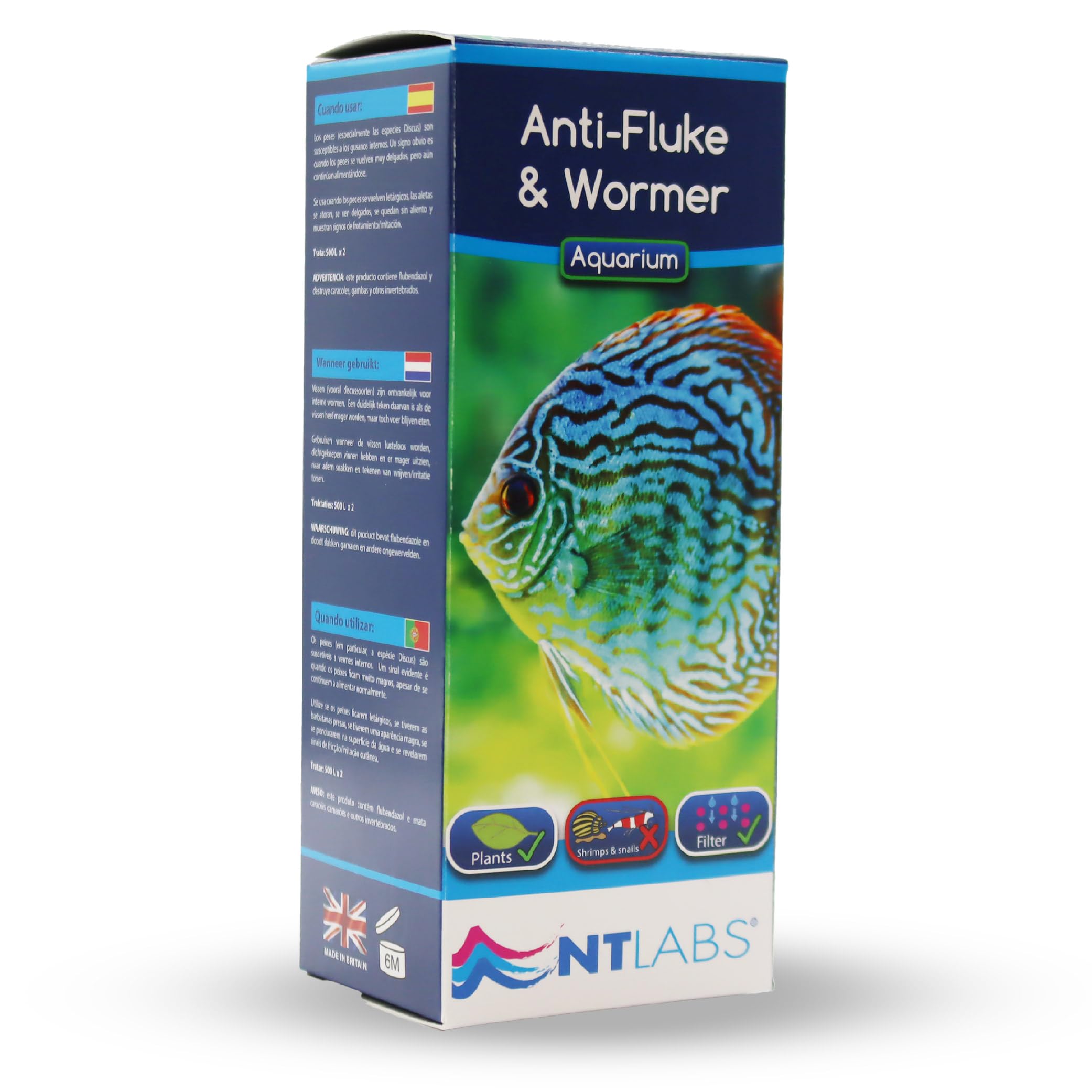 NT Labs Aquarium Anti-Fluke and Wormer, Tropical & Coldwater Aquarium Medicine, Treats Internal Worms, Combats External Parasites Such as Skin & Gill Flukes (20ml - Treats 2 Courses of 500L)