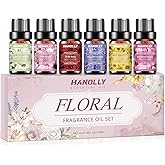 Floral Essential Oils Set - 6 Premium Fragrance Oil for Diffusers, Candle Making, Humidifier - Pink Peony, Wild Rose, Lavender, Sunflower Sandalwood, Bewitched Orchid, White Lily Aromatherapy Oi