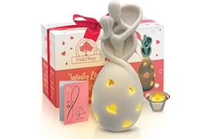 OAKIWAY Infinity Love Candle Holder Statue with Flickering LED Candle for Couples, Wife, Husband, Him or Her, Bridal Shower, Engagement, Parents, Registry