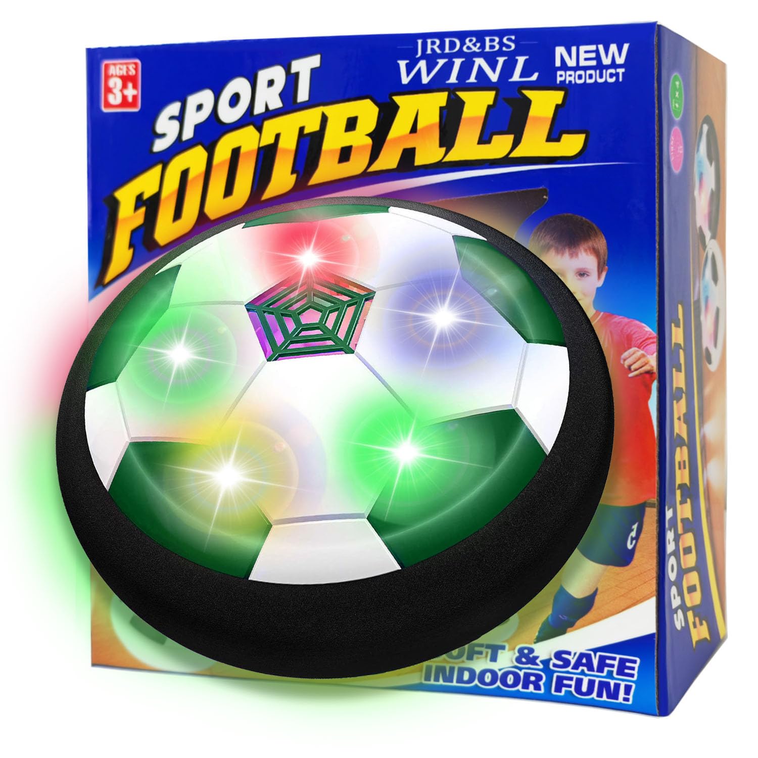 Photo 1 of JRD&BS WINL Air Power Football for 3-12 Year Old Girls Boys - Birthday Presents, Training Toy With LED Light - Indoor Outdoor Floating Soccer Ball (Green)
