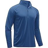 TACVASEN Men's Long Sleeve Athletic Shirts 1/4 Pullover Zip Sun Protection Rash Guard UPF 50+ Outdoor Running T-Shirts