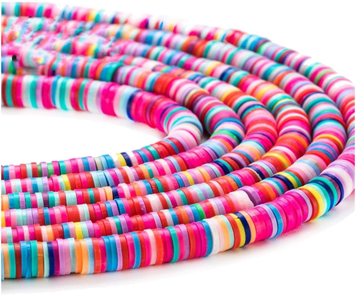 6mm Round Slices Beads for Bracelet Jewelry DIY Accessories Colorful Polymer Spacer Beads A2,Mix,6mm 200pcs