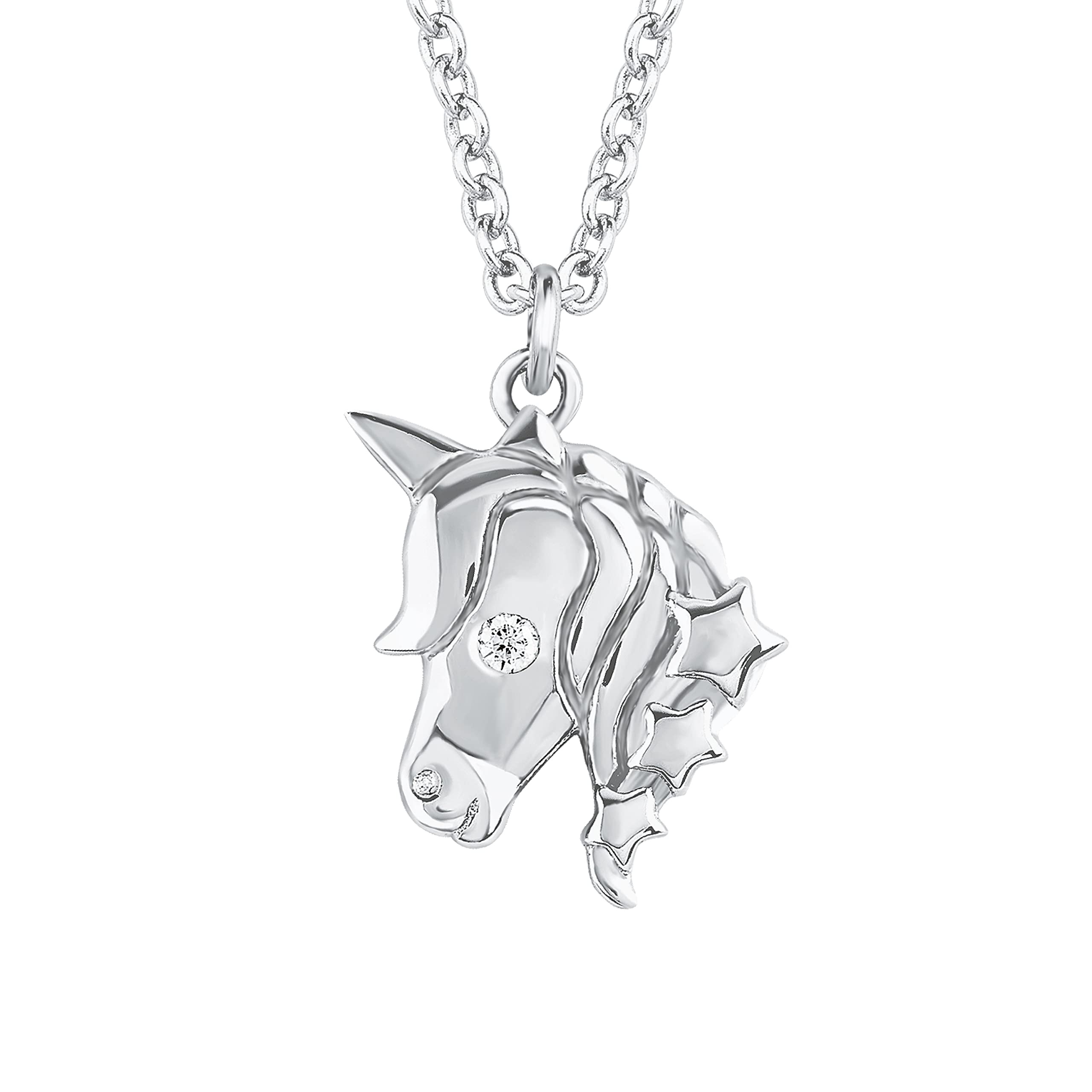 s.Oliver Chain with pendant Sets, with Zirconia synth., 37+5 cm, Silver, Unicorn, Comes in jewelry gift box, 2018520