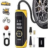 Olgeo Tire Inflator Portable Air Compressor, 180PSI Cordless 6X Faster Air Pump, Air Compressor with Pressure Gauge, One Click Smart Tire Pump for Car, Motorcycle, Bicycle and Ball(Black)