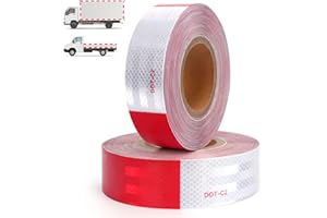 Homelove DOT-C2 Reflective Safety Tape 2in x 200FT Red White Waterproof Self Adhesive Trailer Tape Outdoor Safety Caution Ref