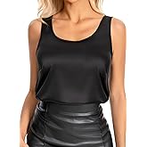 CHICMERS Women Silk Satin Tank Tops Sleeveless Camisole Blouses Scoop Neck Summer Basic Tank Shirt Business Casual Outfits
