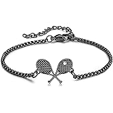 AXOMY Tennis Racket Bracelet S925 Sterling Silver Sport Tennis Bracelet Sport Jewelry Gifts for Men Women Tennis Lover