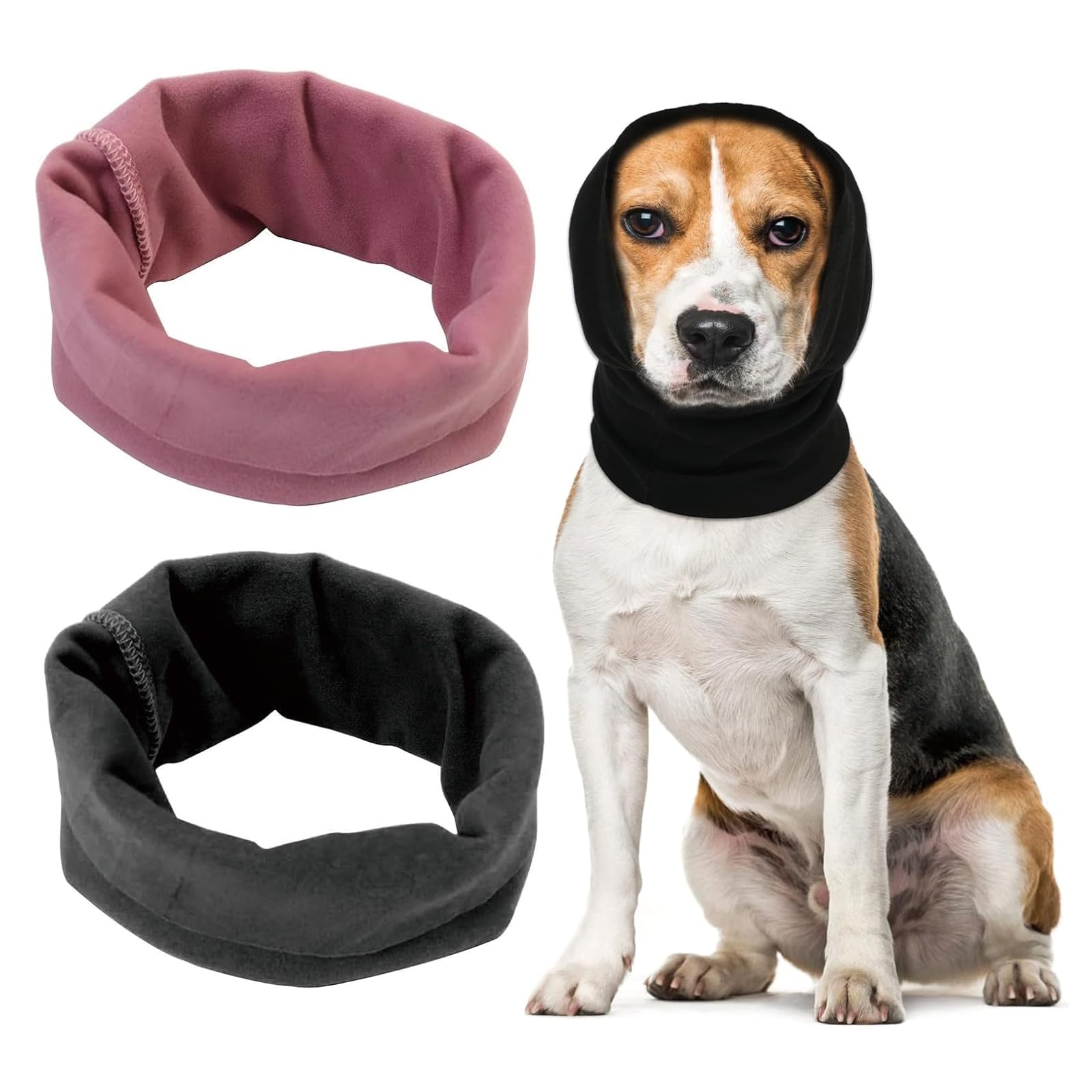 2 Pcs Dog Ear Defenders - Protectors for Bath, Shower & Anxiety Relief - Cat & Dog Ear Covers - Pink, Black