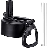 Soledea Straw Lid for Hydro Flask Wide Mouth Water Bottles, Top Lids with Straw Compatible with Hydro Flask 32 40 oz, Replacement Cap Wide Mouth Accessories Flip Lid Flex Handle