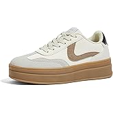 LUCKY STEP Women's Platform Fashion Sneakers Retro Casual Comfortable Walking Shoes Thick Sole Stylish Classic Tennis Trainers