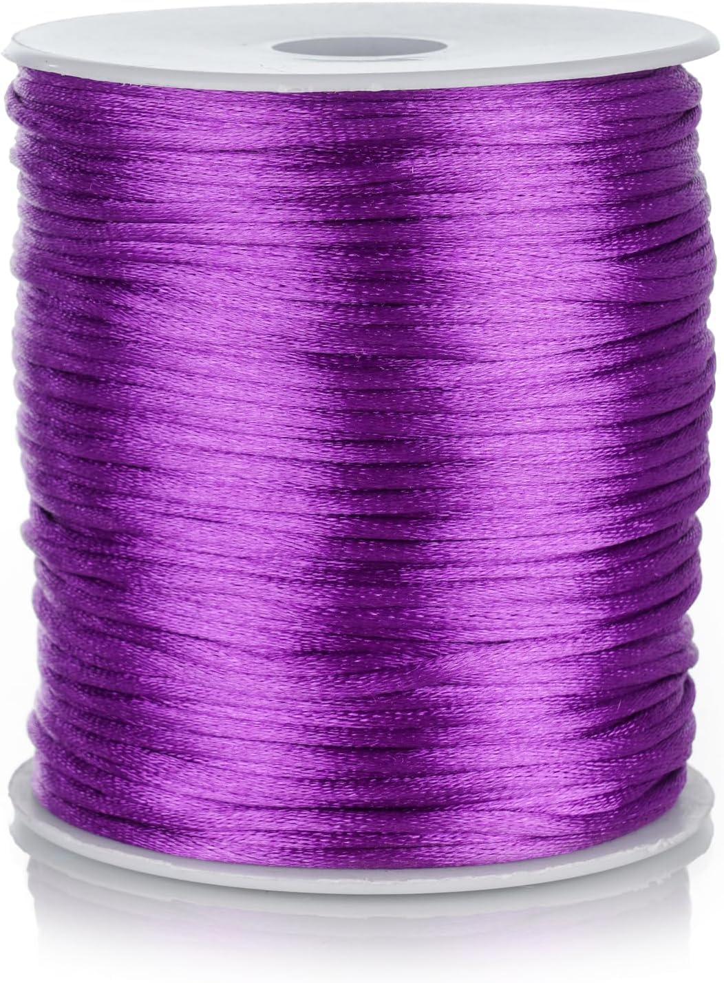 FQTANJU 2mm Nylon Satin Cord, 100 Yards Nylon Cord Satin String for Bracelet Jewelry Making Silky Rattail Macrame Trim Cord Necklace Bulk Beading Thread Kumihimo Chinese Knot Craft (Purple)