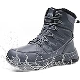 Suiyfit Snow Boots for Men Waterproof Mid Calf Winter Hiking Boot Durable Warm Fur Lined Boot Non-Slip Warm Climbing Shoes