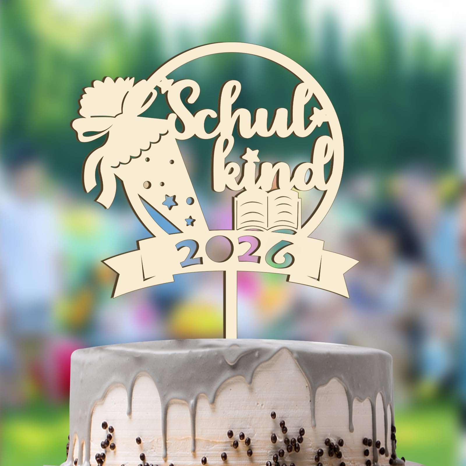 Wooden Cake Decoration First Day at School 2023, First Day of School Cake Topper Set for Boys Girls Children School Day Party Decoration Gift Idea