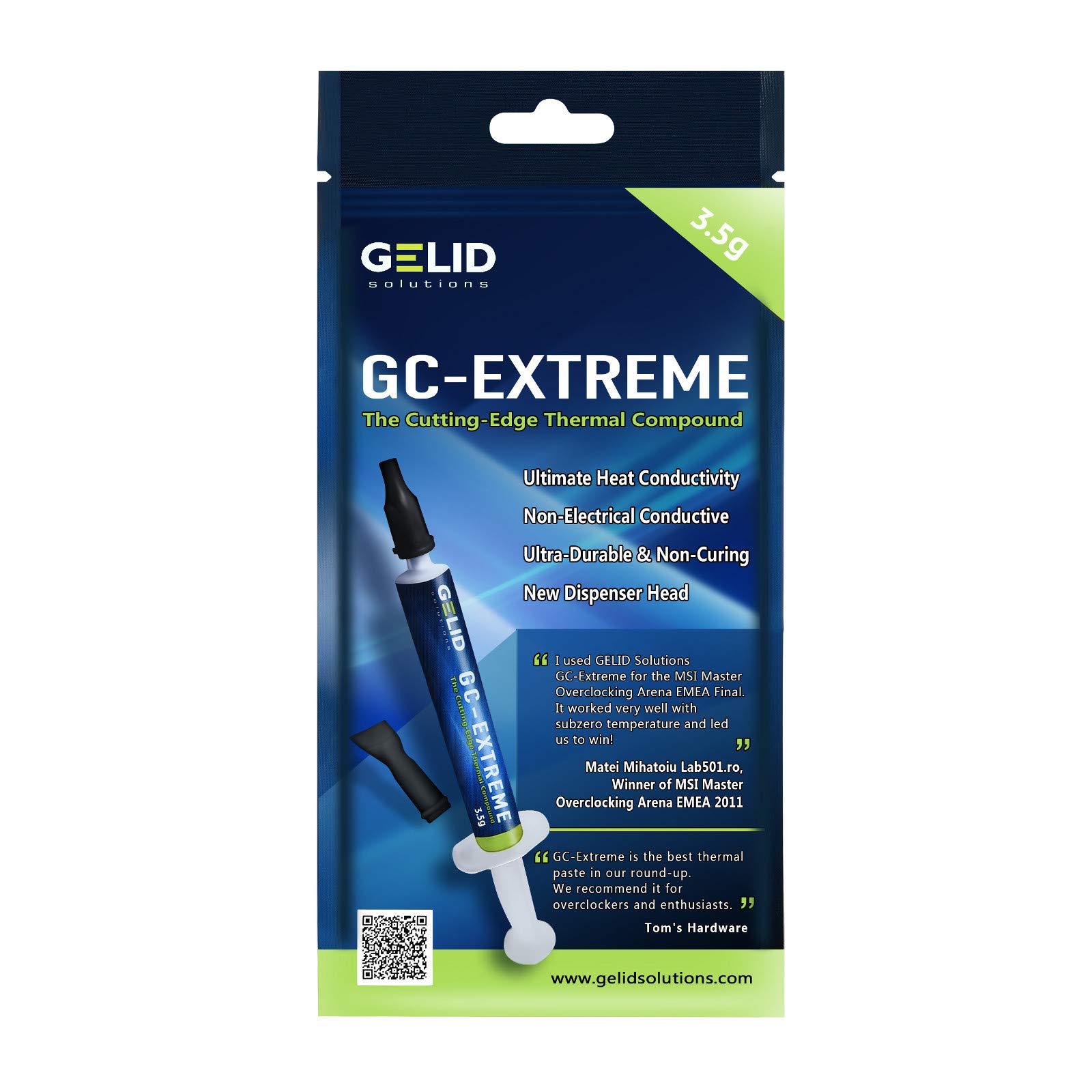 Gelid Solutions GC-Extreme 3.5g with Tooling - Thermal Conductive Paste for Heatsink | Maximum Thermal Conductivity | Easy Application | Not Corrosive.