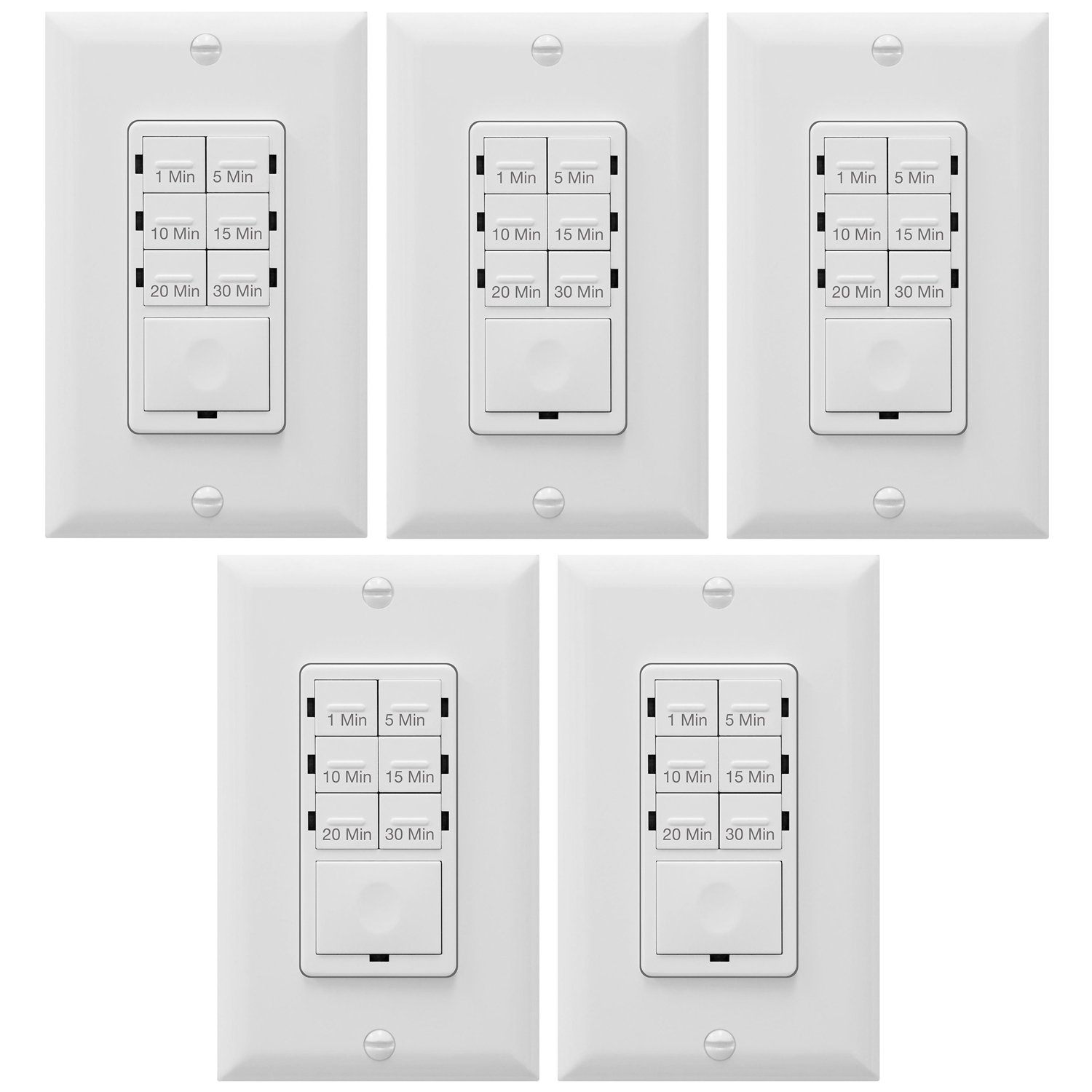 Enerlites HET06AW5PCS Bathroom Timer Switch by inWall Countdown
