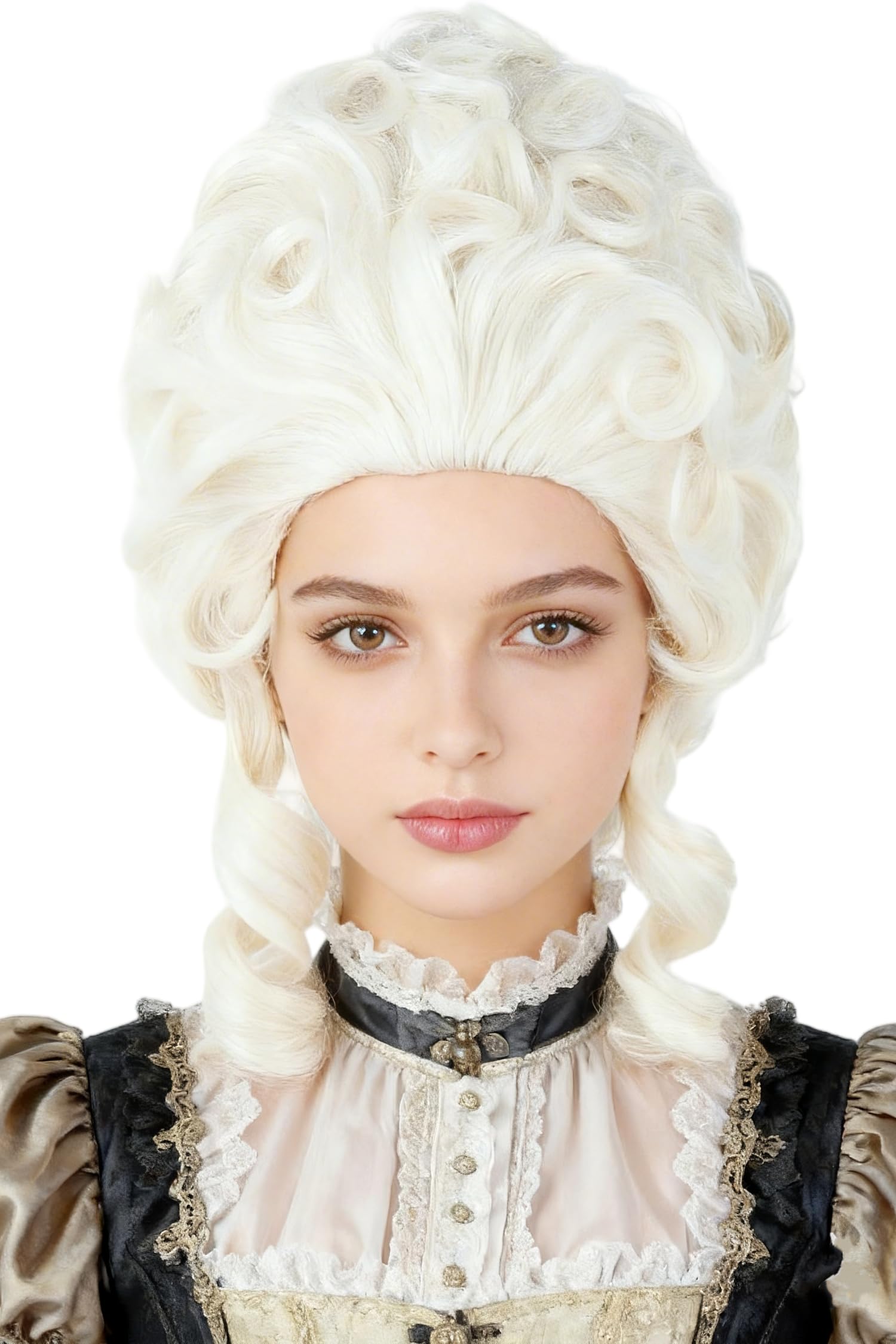LeMarnia18th Century Queen Wig Beige Honeycomb Curly Retro Heat Resistant Halloween Costume Wig