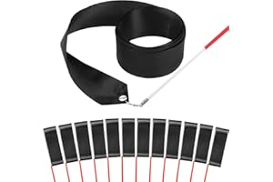 HiUnicorn 12PCS Black Dance Ribbons, Black Party Favors, Church Praise Dance Accessories, Ribbon Dancer Wand for Kids Gymnastics Birthday Party Decorations