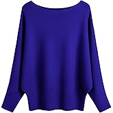 MAKARTHY Womens Striped Sweaters Batwing Sleeves Knitted Dolman Pullovers Tops Sweatershirts
