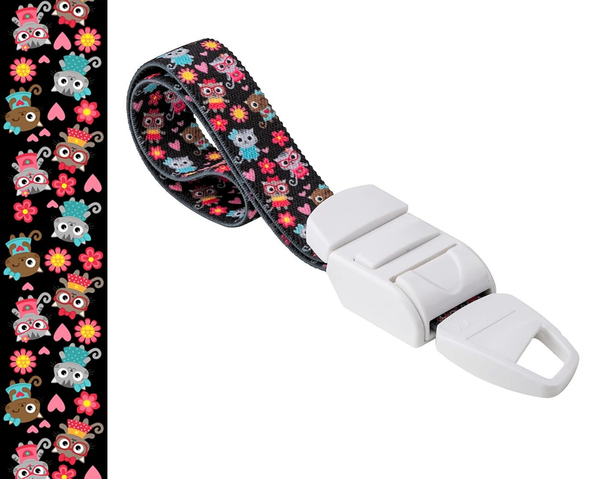ROLSELEY Medical Nurse Tourniquet Black with COLOURFUL CARTOON CATS & KITTENS Pattern with ABS Plastic Buckle Latex Free Elastic Band Perfect for Doctors, Nurses, Students and Paramedics