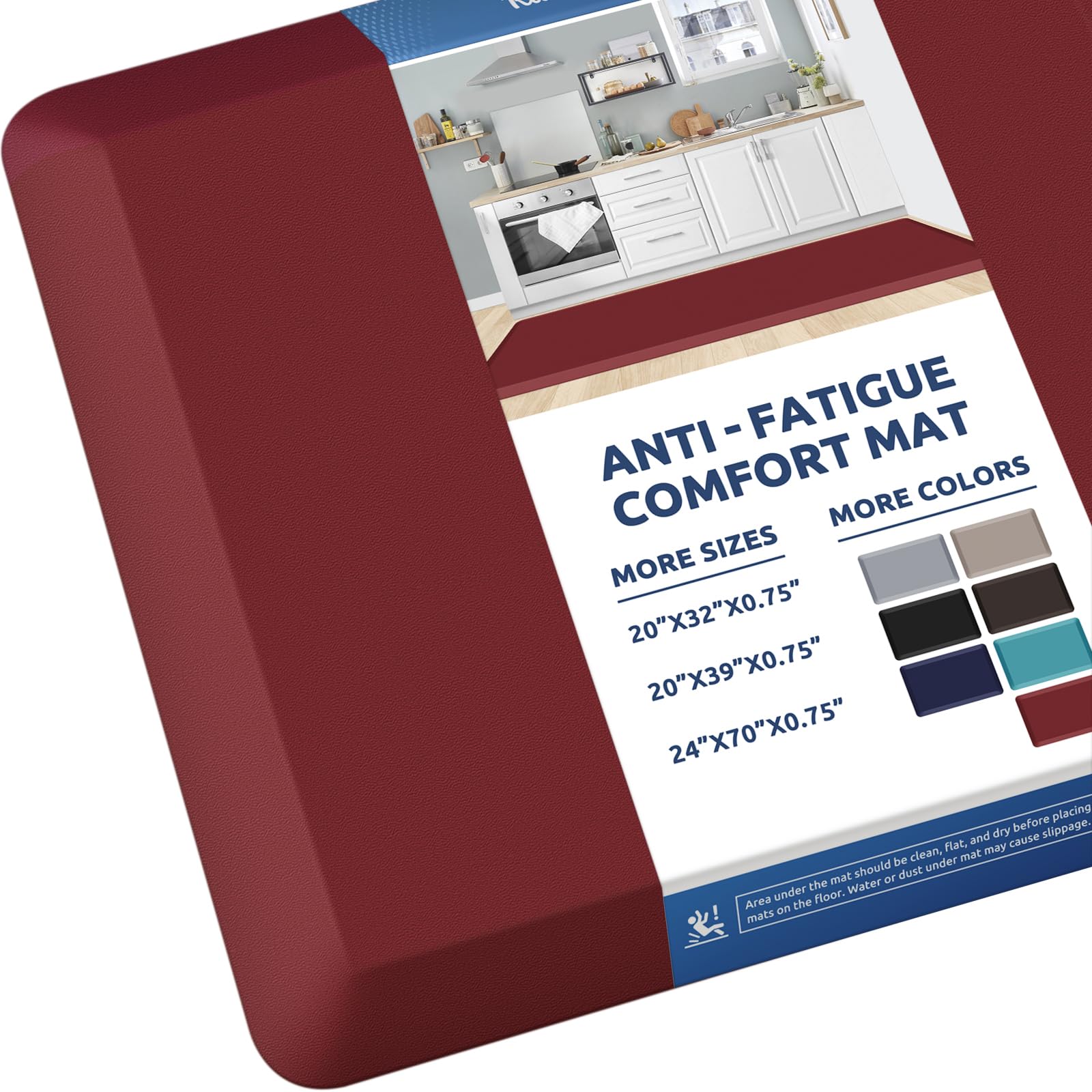 Photo 1 of ***DAMAGED -SELLING AS IS *** KitchenClouds Kitchen Mat Cushioned Anti Fatigue Rug 24"x70" Water Resistant, Non Slip, Standing and Comfort Desk/Floor Mats for House Sink Office (Red)