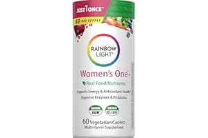 Rainbow Light Womens Multivitamin One + | 60 Caplets | Supports Energy & Antioxidant Health | Real Food Nutrients, Digestive Enzymes & Probiotics