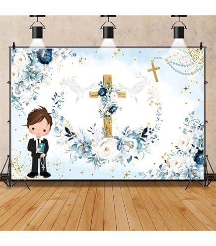 MEHOFOND 7x5ft Boho Nuestra Primera Comunión Backdrop For Pink Floral First Holy Communion Photography Background Bautizo Chalice Glitter Baptism God Ble