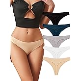 Bolivelan Women's Seamless Thong Underwear Stretch Breathable No Show Panties 5 Pack