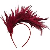 GYBZZR 1920s Feather Headband 2pcs Fascinator Headpiece for Halloween Christmas Tea Party Carnival Gatsby Women Headband