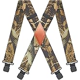 MENDENG Camo Suspenders for Men 2" Heavy Duty Clips - Adjustable X-Back Braces for Hunting and Daily Work