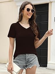 Elesomo Tshirts for Women Summer Short Sleeve Tops